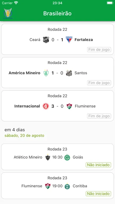 Capturas de tela do Brasileirão 2022