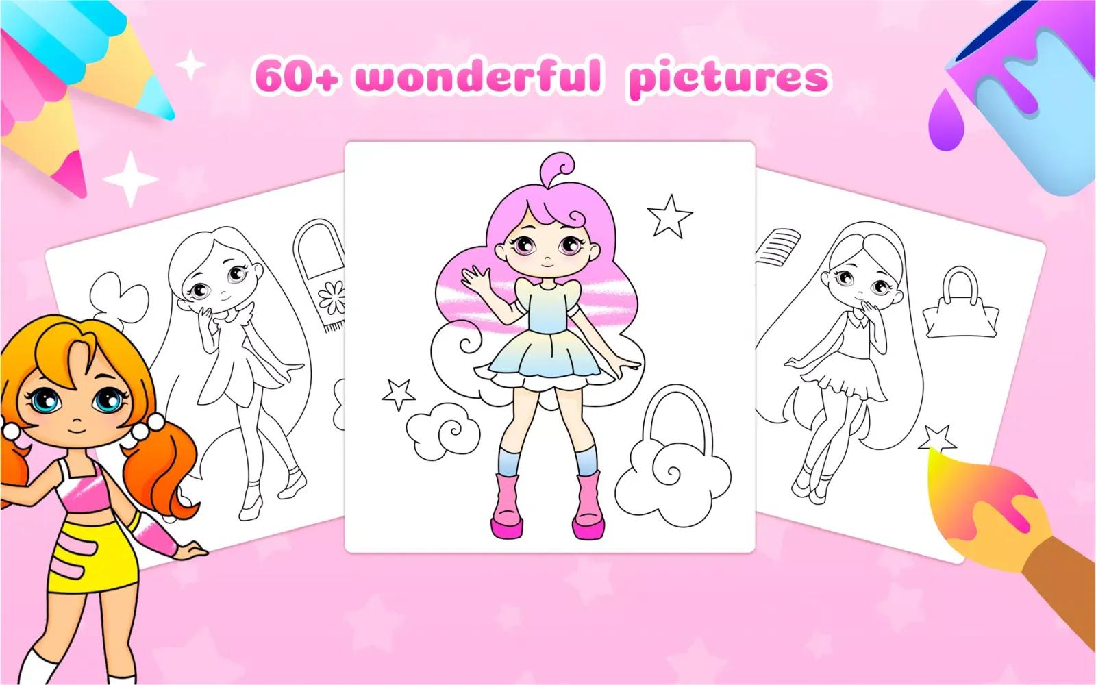 Girl Coloring Book Kids Games スクリーンショット