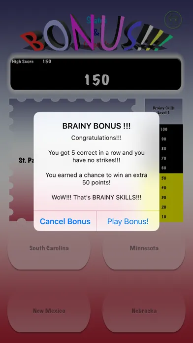 Tangkapan layar Brainy Skills States Capitals