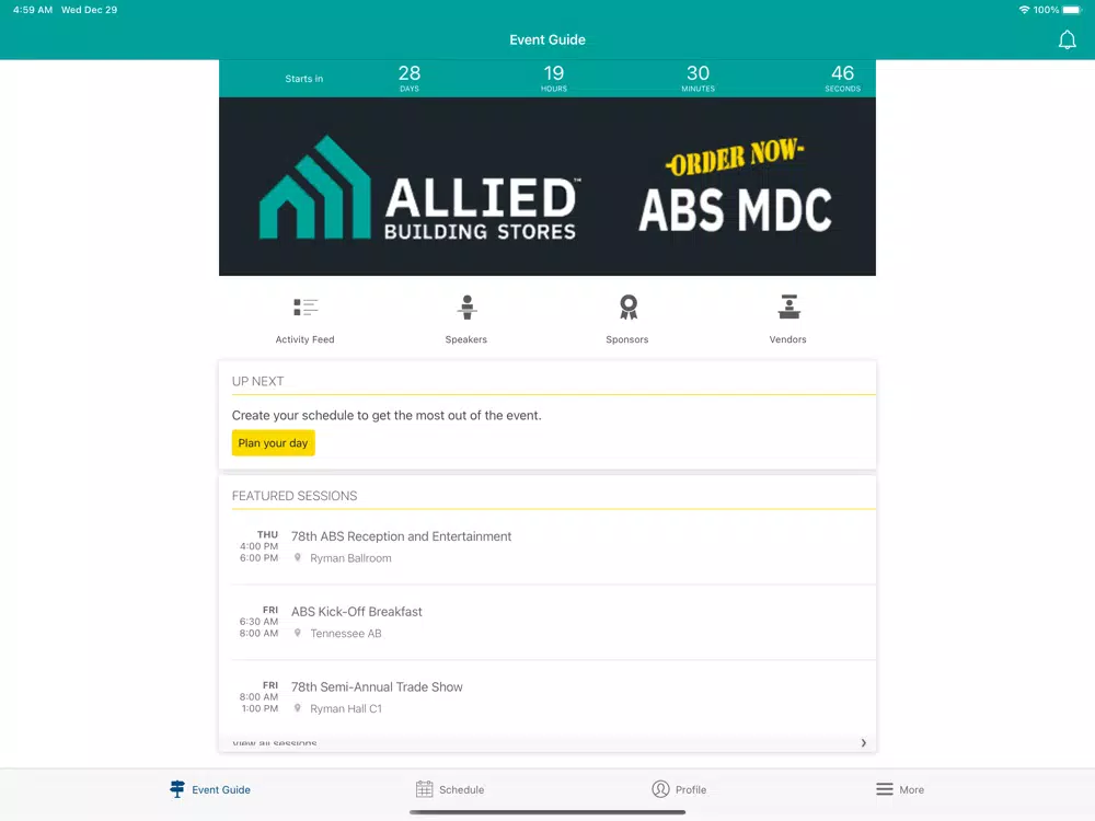 Capturas de tela do ABS Trade Show iPad 