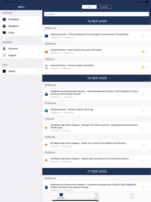 Screenshot di NS User Conference 2020 iPad 