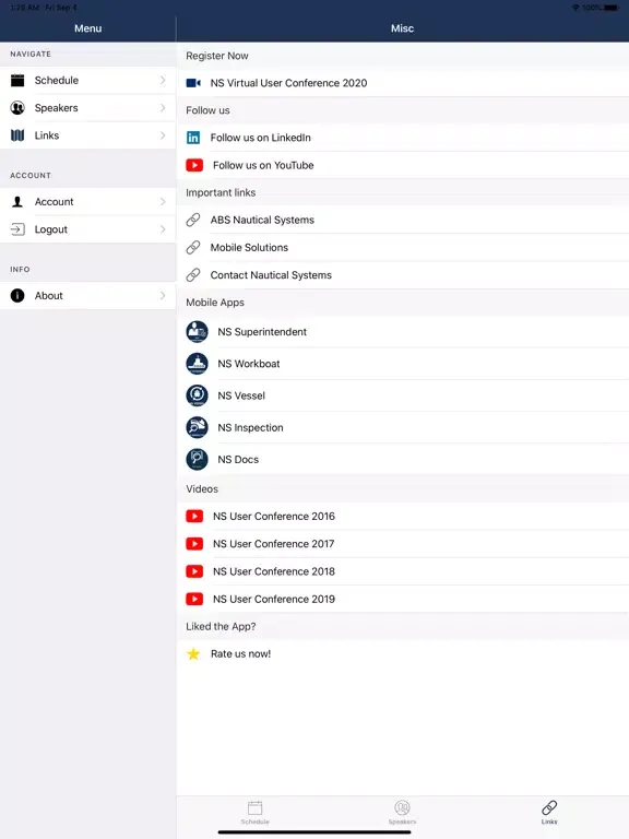 Screenshot di NS User Conference 2020 iPad 