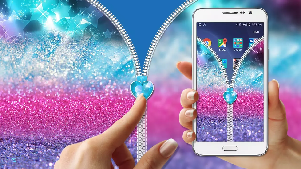 Capturas de pantalla de Glitter Zipper Lock