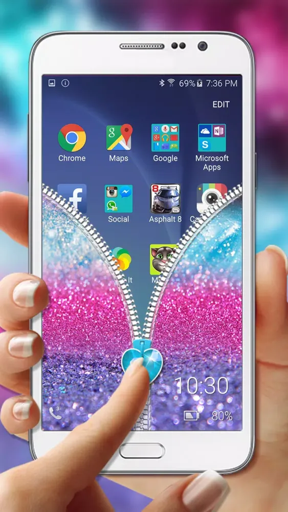 Capturas de pantalla de Glitter Zipper Lock