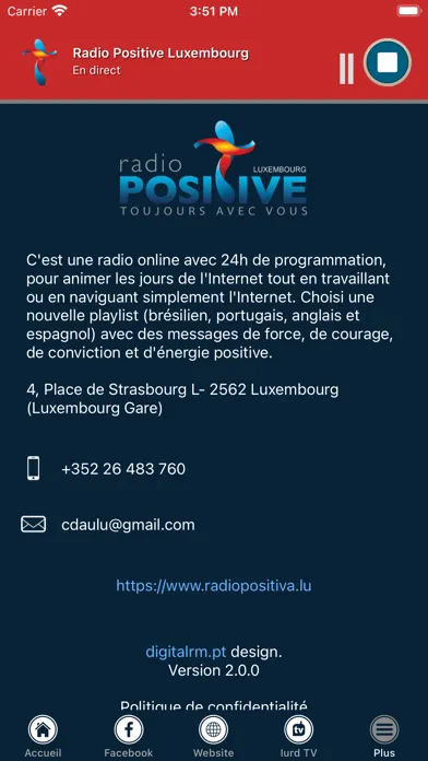 Capturas de tela do Radio Positive Luxembourg