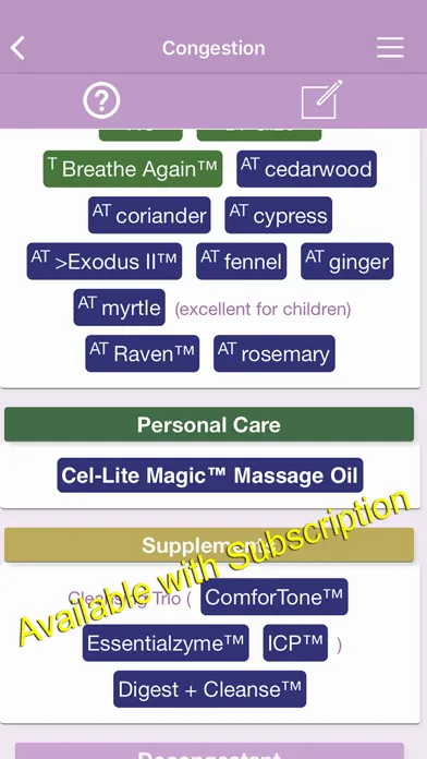 Zrzuty ekranu Ref Guide for Essential Oils