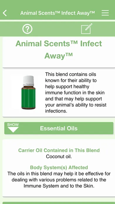 Zrzuty ekranu Ref Guide for Essential Oils