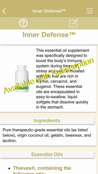 Zrzuty ekranu Ref Guide for Essential Oils
