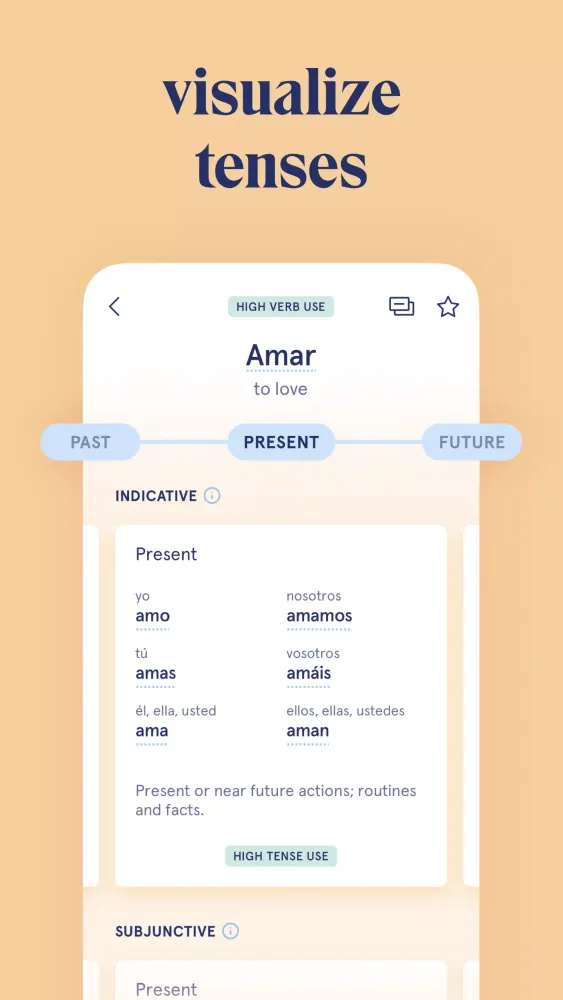 Visual Verbs: Spanish Verb App Screenshots