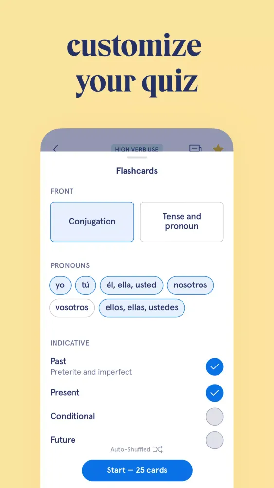 Visual Verbs: Spanish Verb App Screenshots