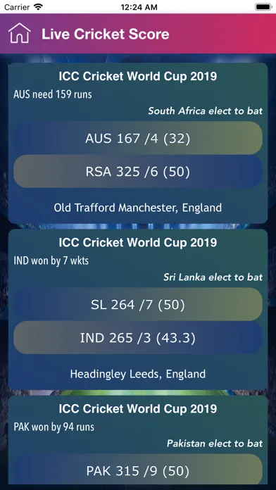 Captures d'écran de Live Cricket Match Score info