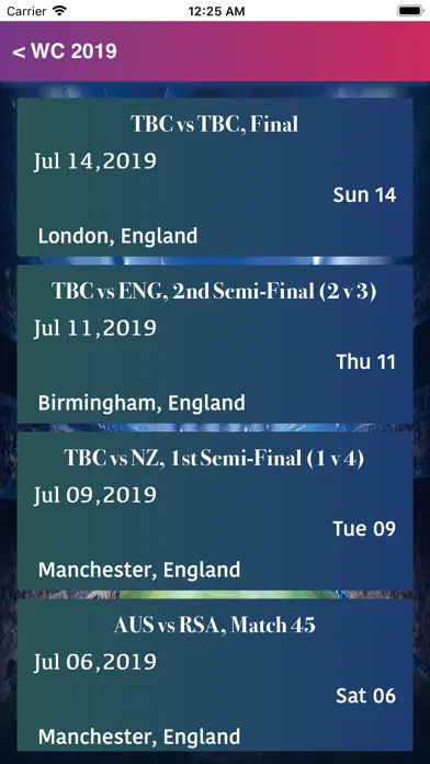 Captures d'écran de Live Cricket Match Score info