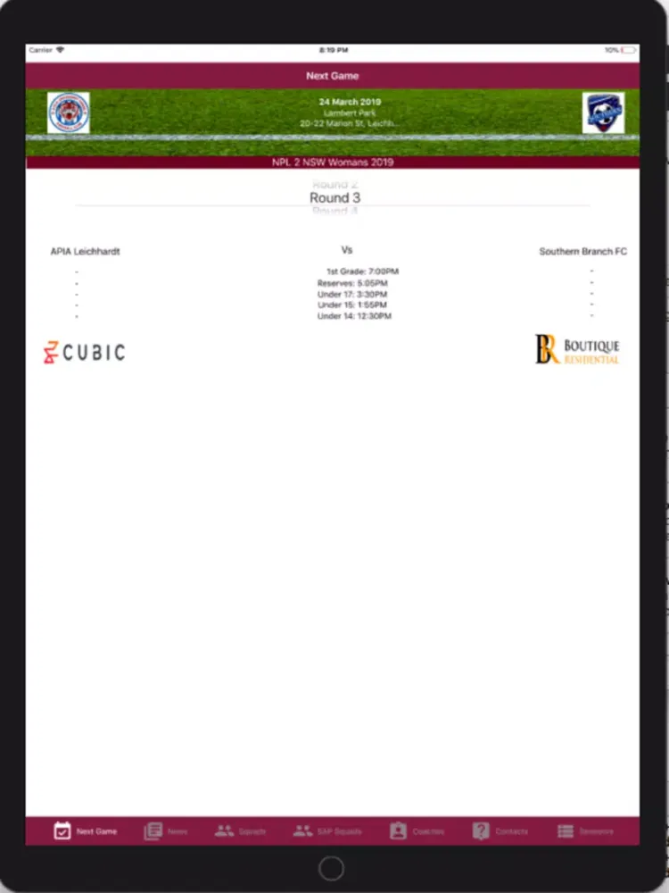 Captures d'écran de APIA Womens NPL Football iPad 