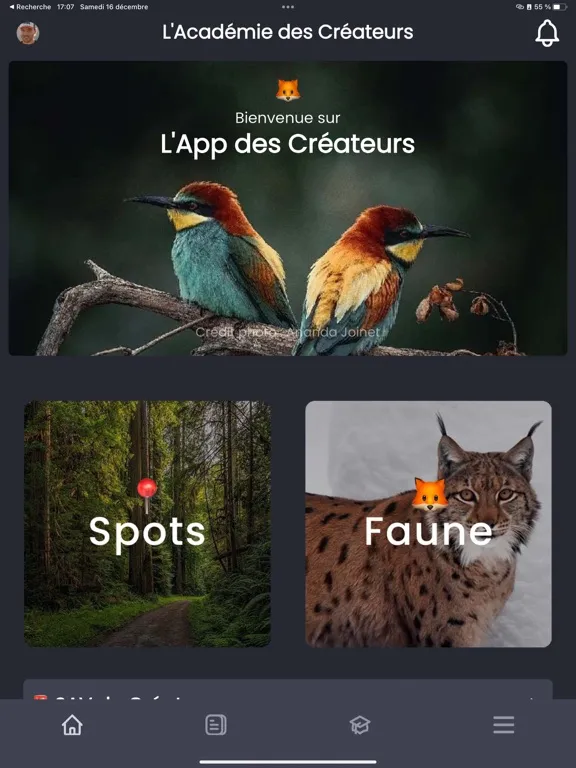 Tangkapan layar Académie des Créateurs iPad 