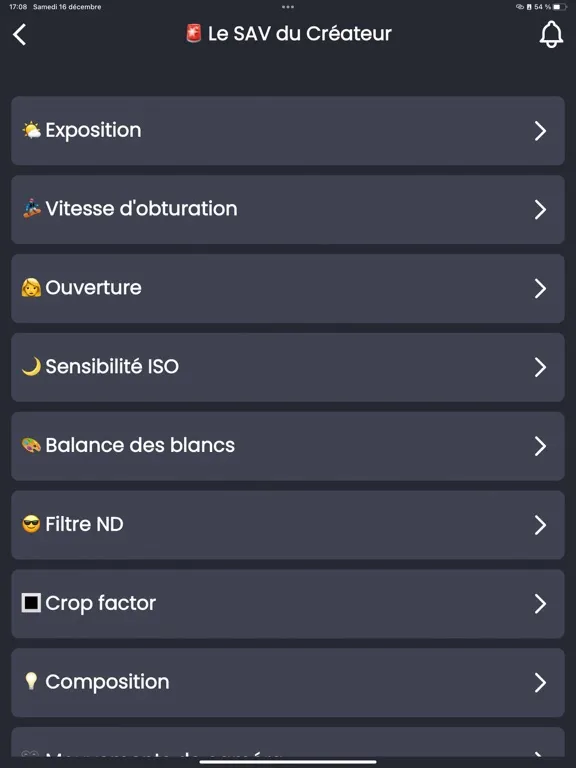 Tangkapan layar Académie des Créateurs iPad 