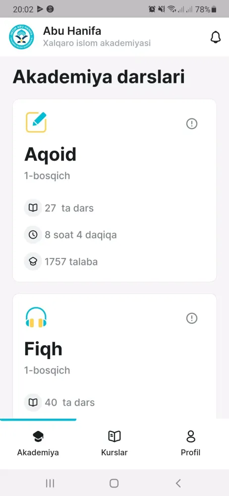 Abu Hanifa Islom Akademiya应用截图