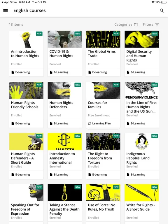 Tangkapan layar Human Rights Academy iPad 