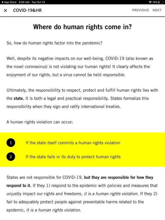 Tangkapan layar Human Rights Academy iPad 
