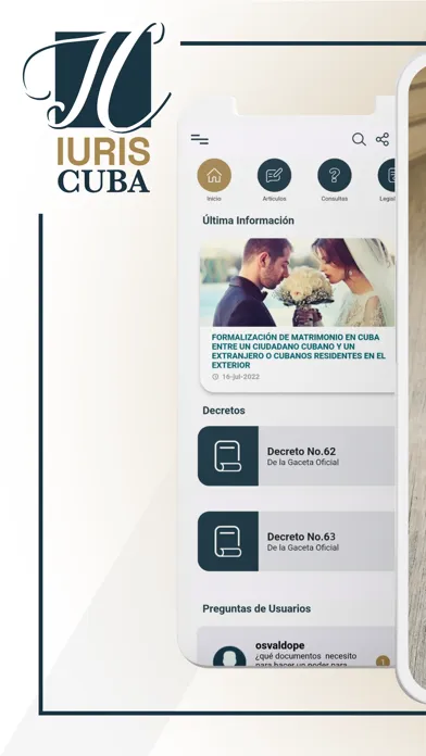 Capturas de tela do iUris Cuba