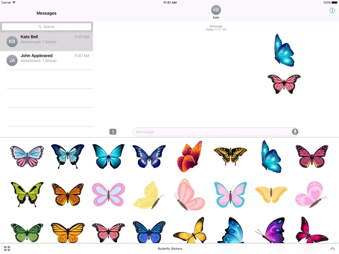 Tangkapan layar Butterfly Stickers For iMessage iPad 