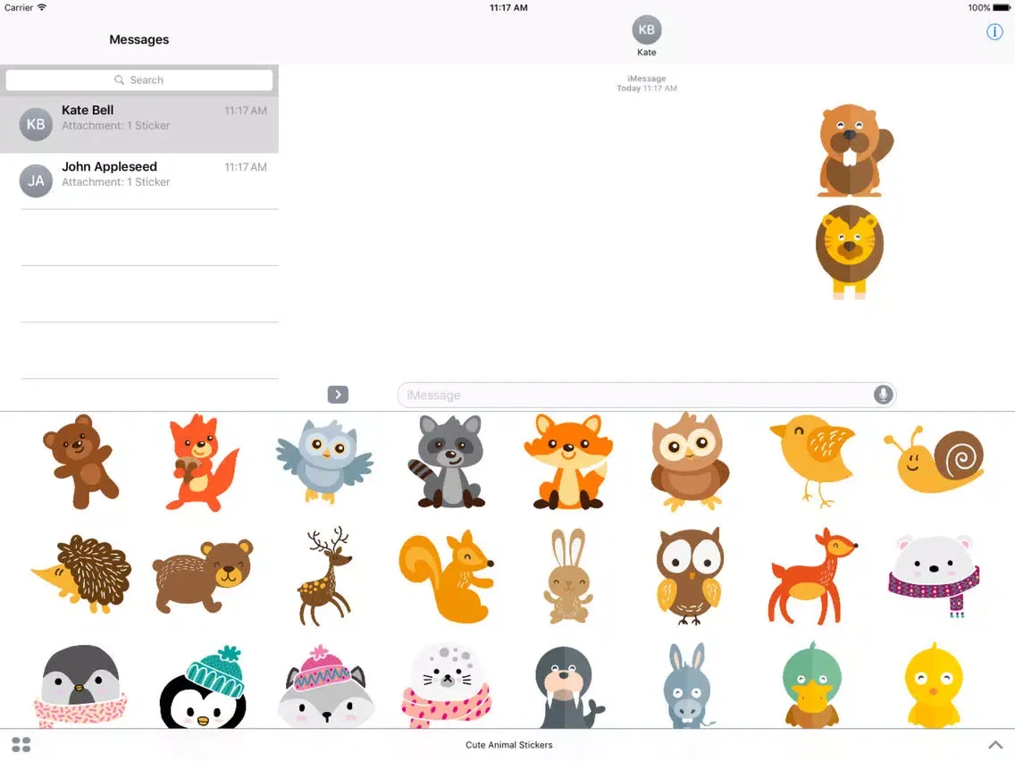 Cute Animal Stickers For iMessage iPad  स्क्रीनशॉट