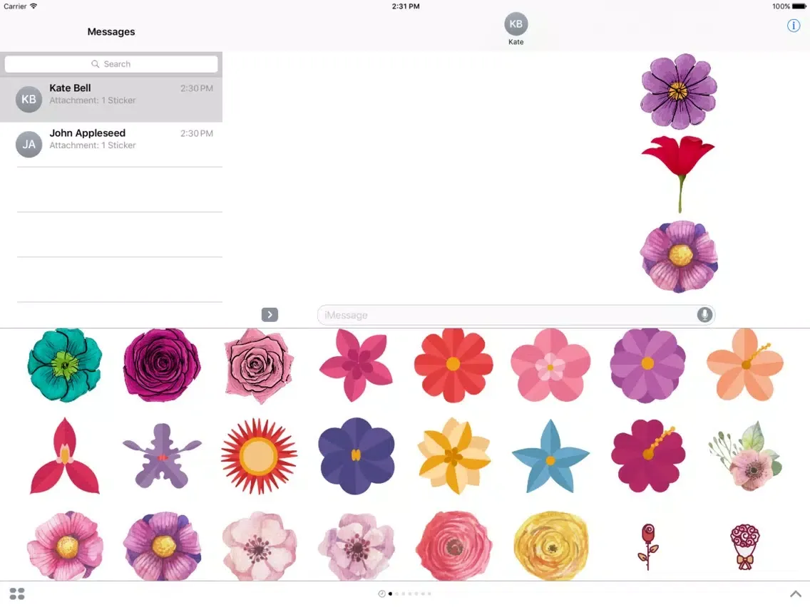 Flower Stickers Pack For iMessage iPad  Screenshots