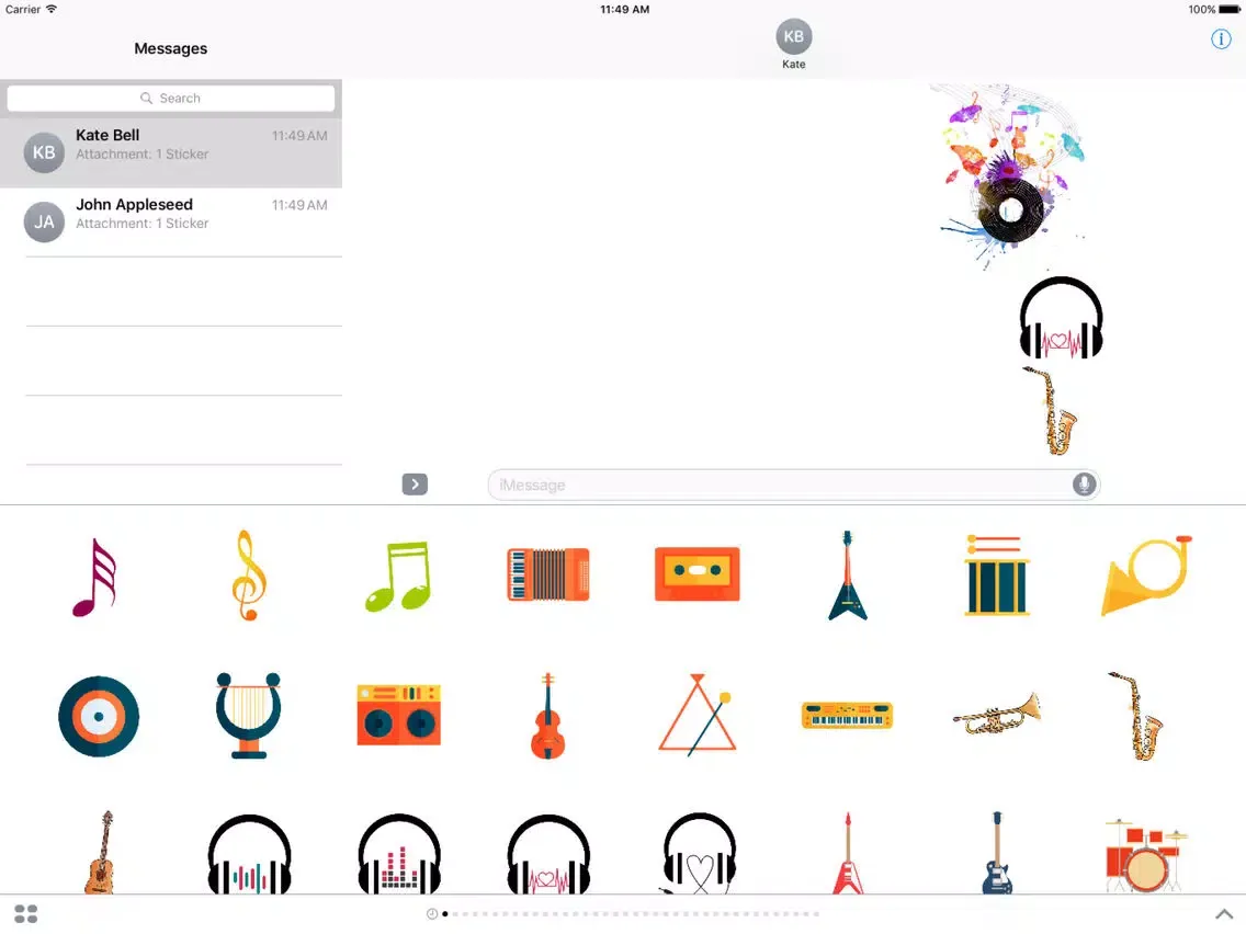 Music Stickers For iMessage iPad  স্ক্রিনশট
