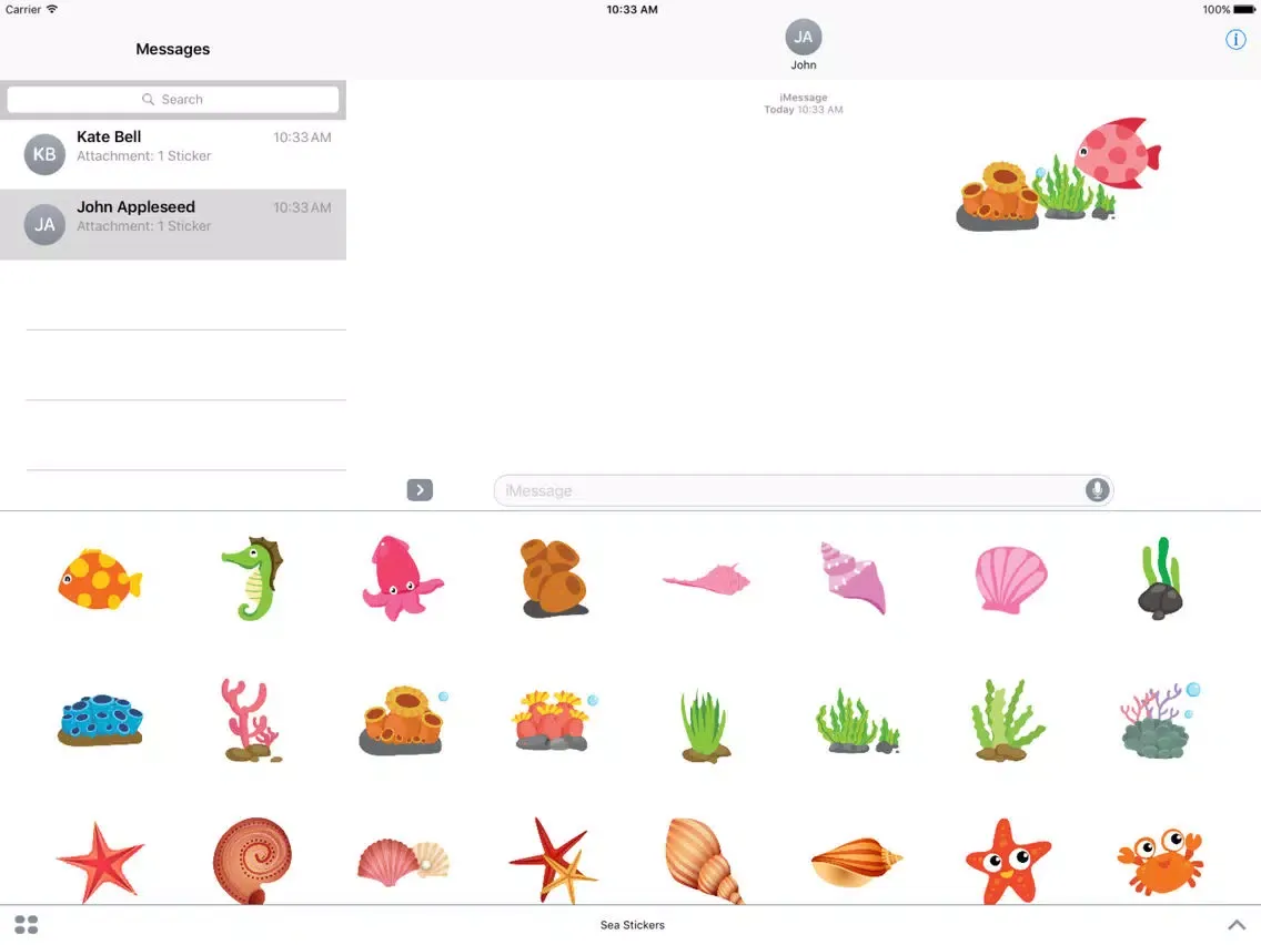 Captures d'écran de Coral Reef Sea Life Stickers For iMessage iPad 