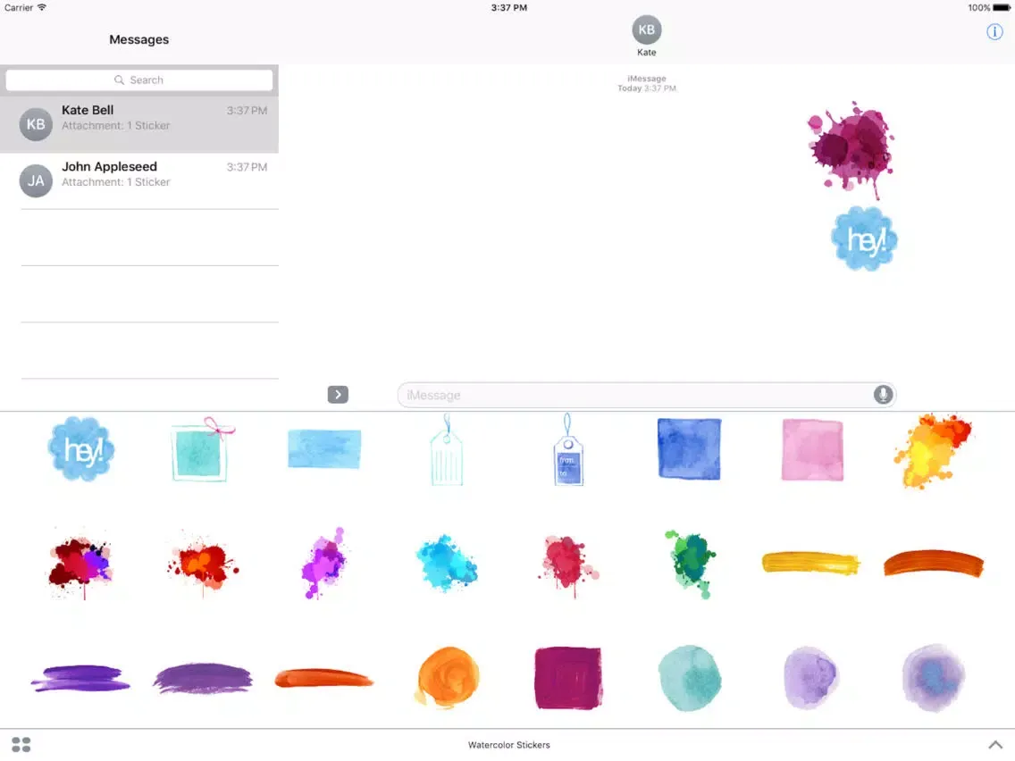 Watercolor Stickers For iMessage iPad  سکرین شاٹس