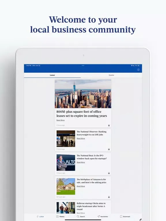 Capturas de tela do Birmingham Business Journal iPad 