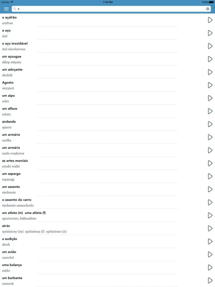 Portuguese-Polish AccelaStudy® iPad  스크린샷