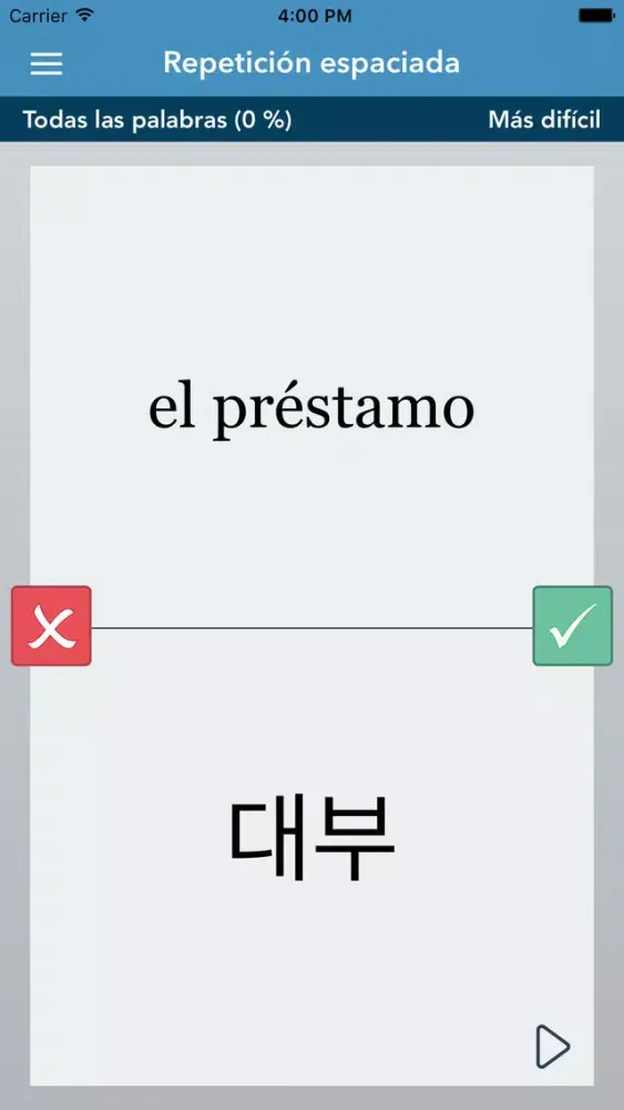 Ảnh chụp màn hình của Spanish | Korean AccelaStudy®