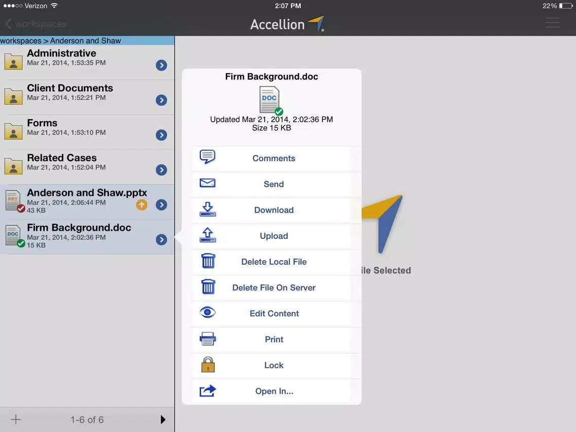 صور Accellion Mobile App for Good Technology iPad