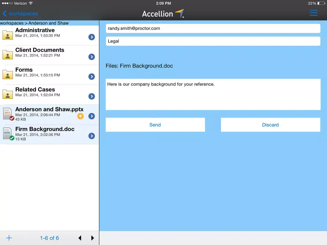 صور Accellion Mobile App for Good Technology iPad