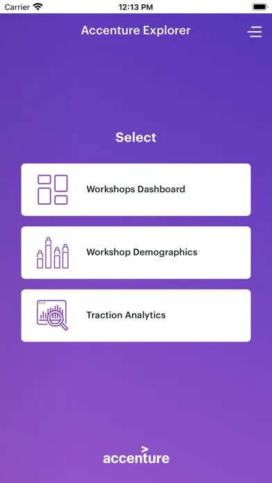 Capturas de tela do Accenture Explorer