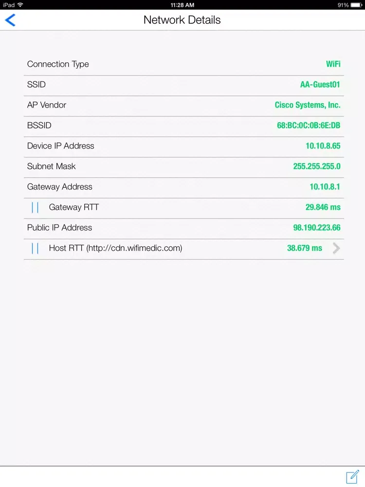 Capturas de tela do WiFiMedic Pro iPad 