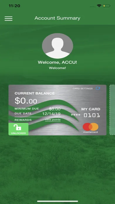 ภาพหน้าจอของ ACCU Card Controls