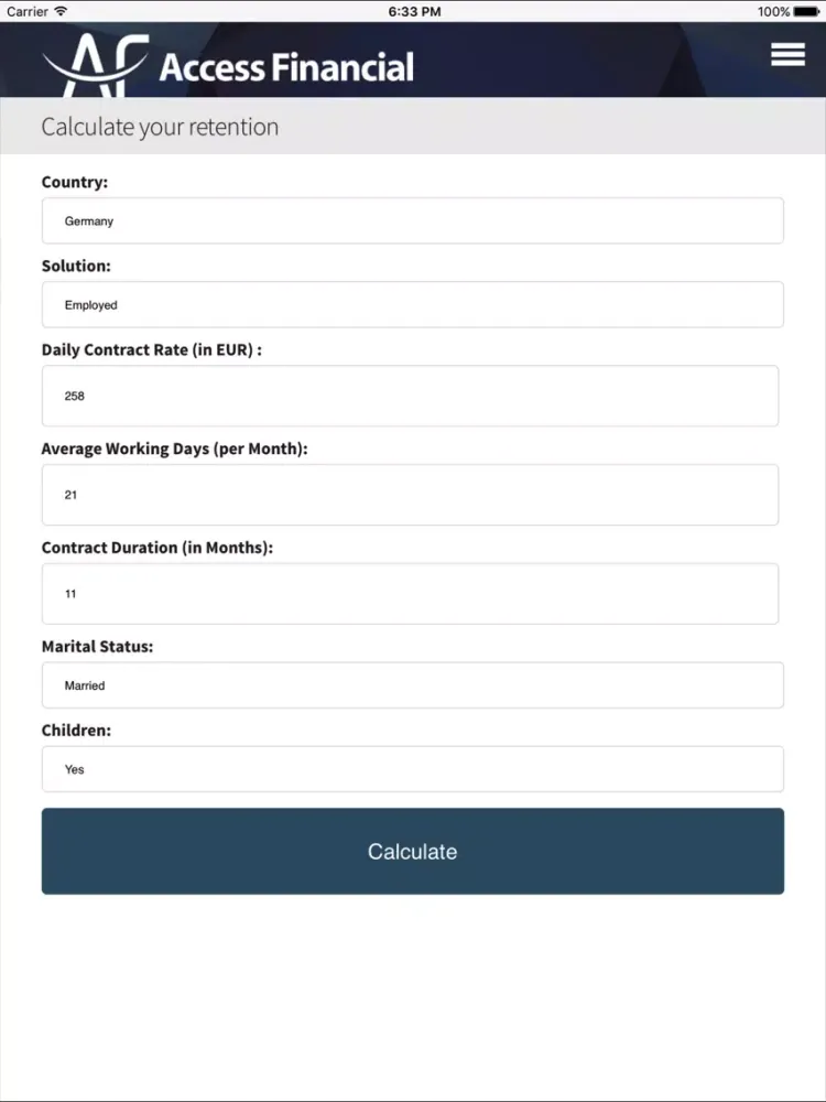 Retention Calculator iPad 應用截圖