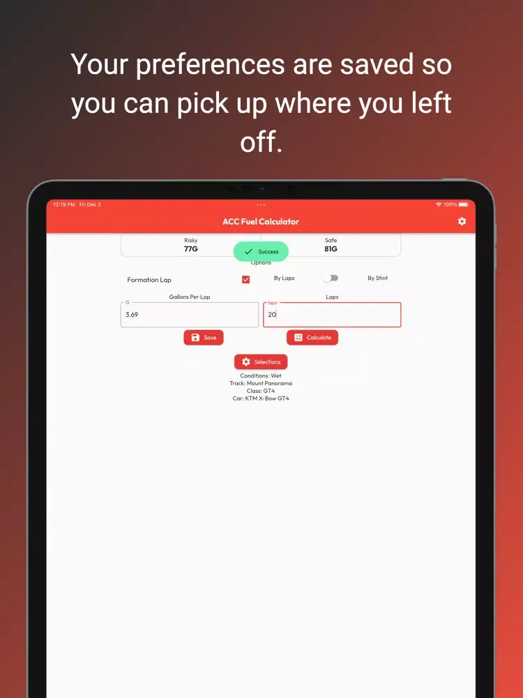ACC Fuel Calculator iPad 應用截圖