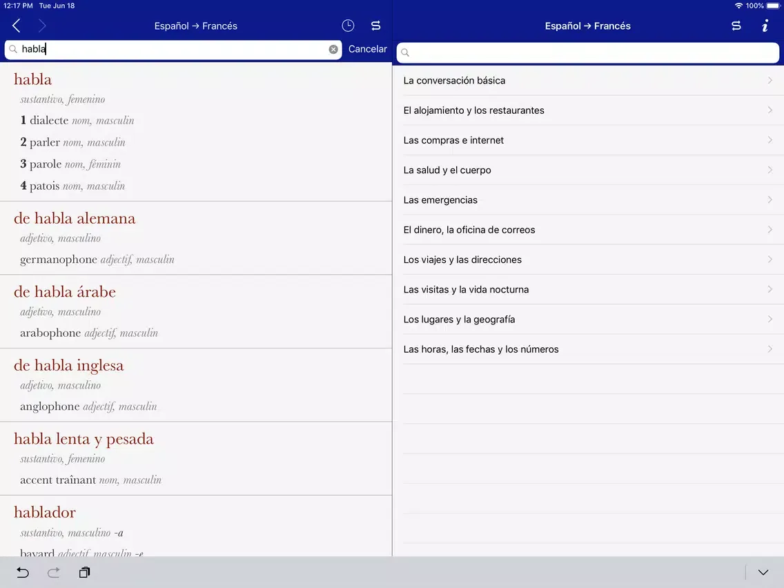 Capturas de tela do Accio French-Spanish iPad 