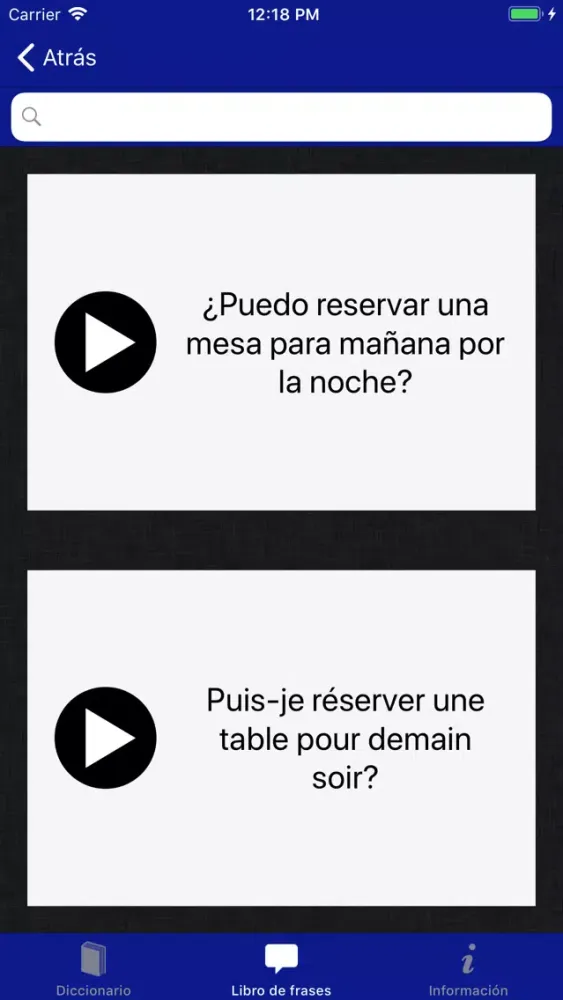 Capturas de tela do Accio French-Spanish
