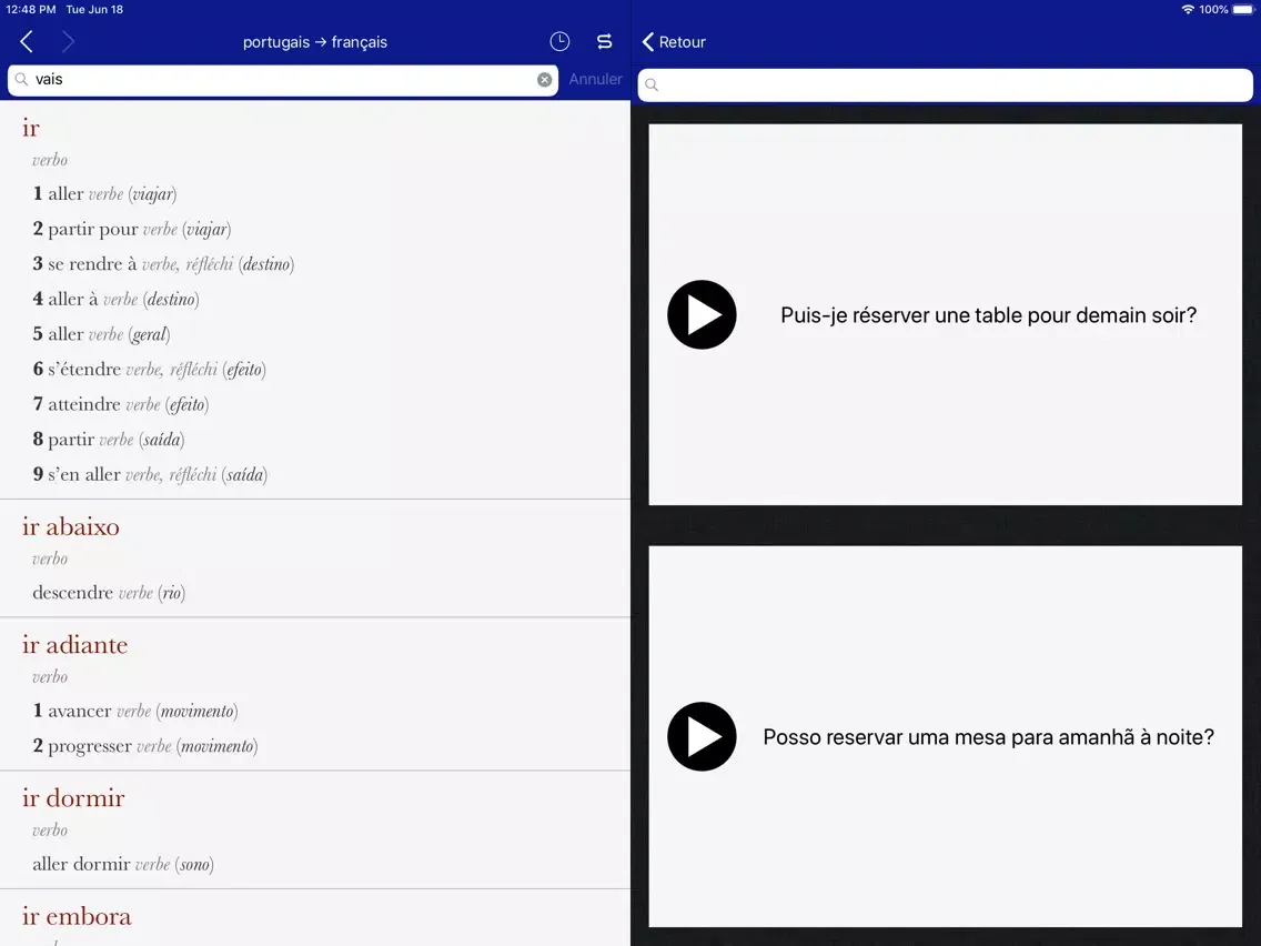 Ảnh chụp màn hình của Accio French-Portuguese iPad 