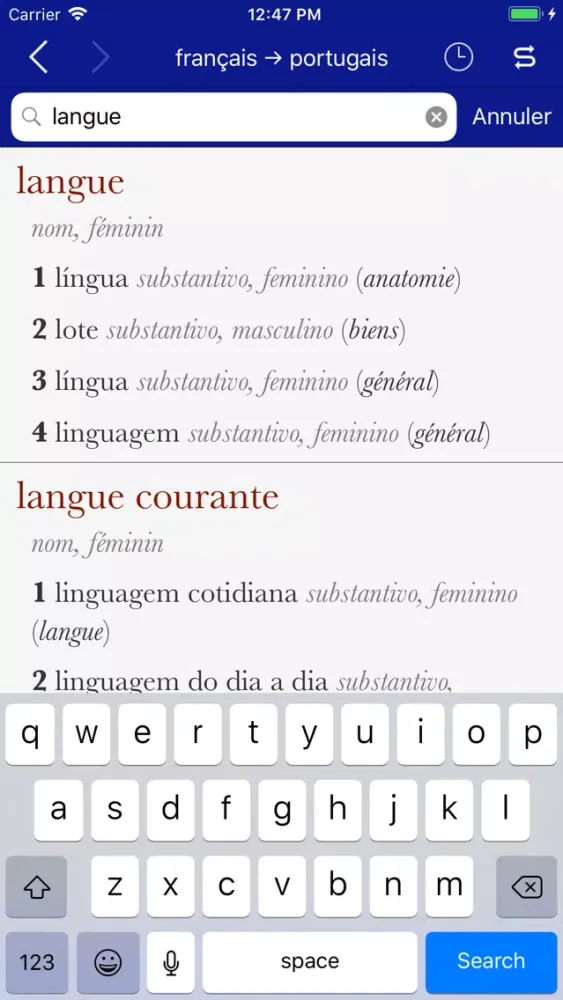 Ảnh chụp màn hình của Accio French-Portuguese