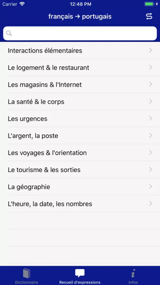 Ảnh chụp màn hình của Accio French-Portuguese