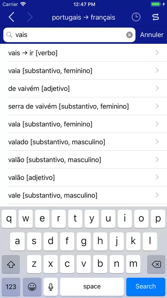Ảnh chụp màn hình của Accio French-Portuguese