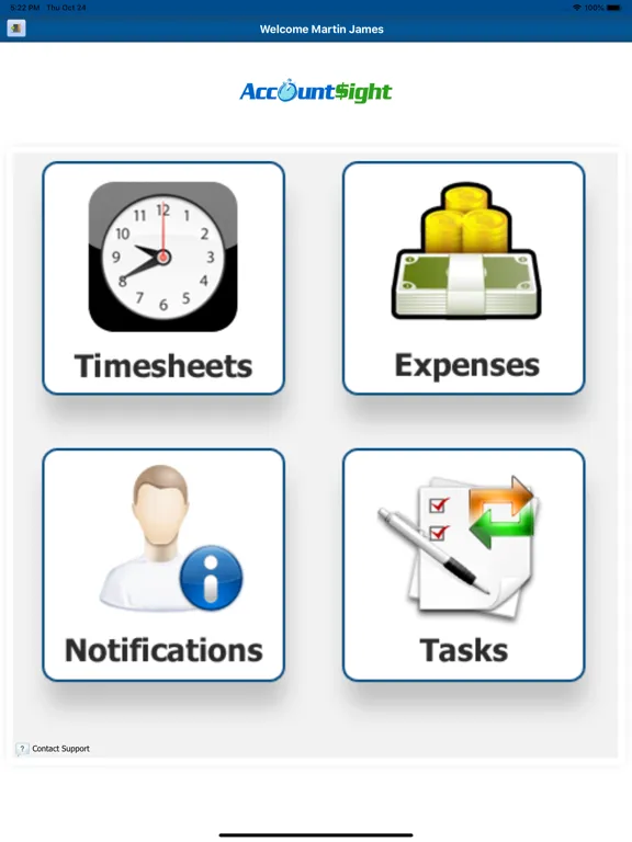 Capturas de tela do AccountSight Time and Expense iPad 