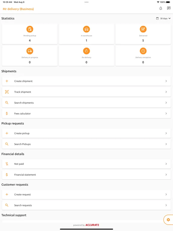 ภาพหน้าจอของ Mr Delivery Business iPad 