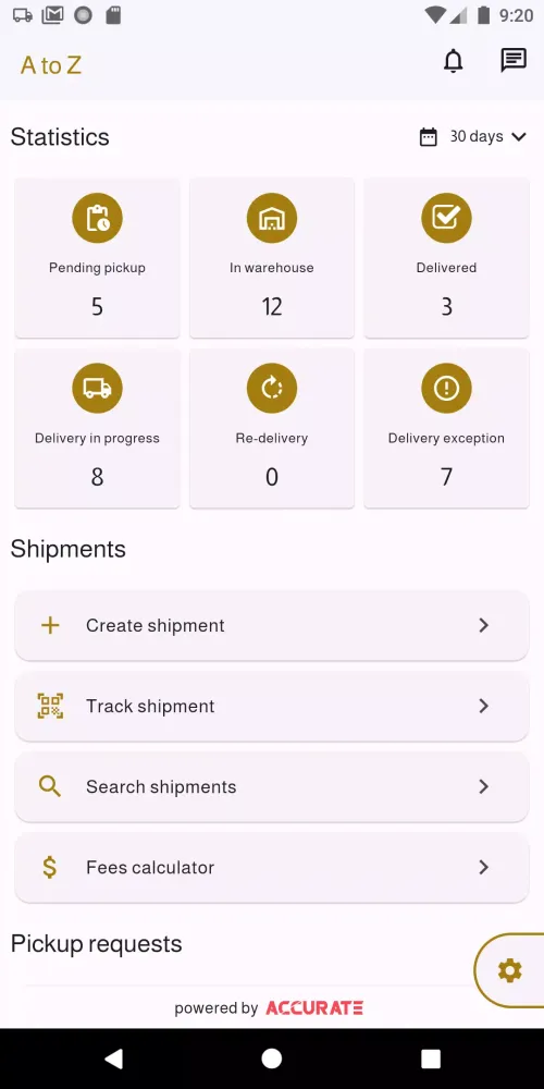 Shipment Screenshots