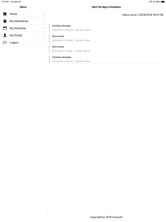 Capturas de tela do Carewell iPad 
