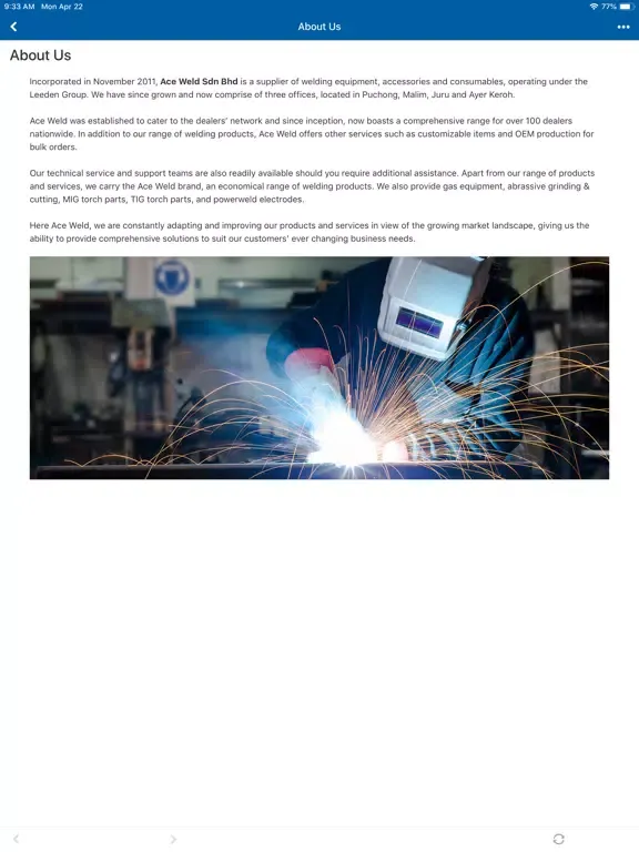ACE Weld Sdn Bhd iPad  Ekran Görüntüleri